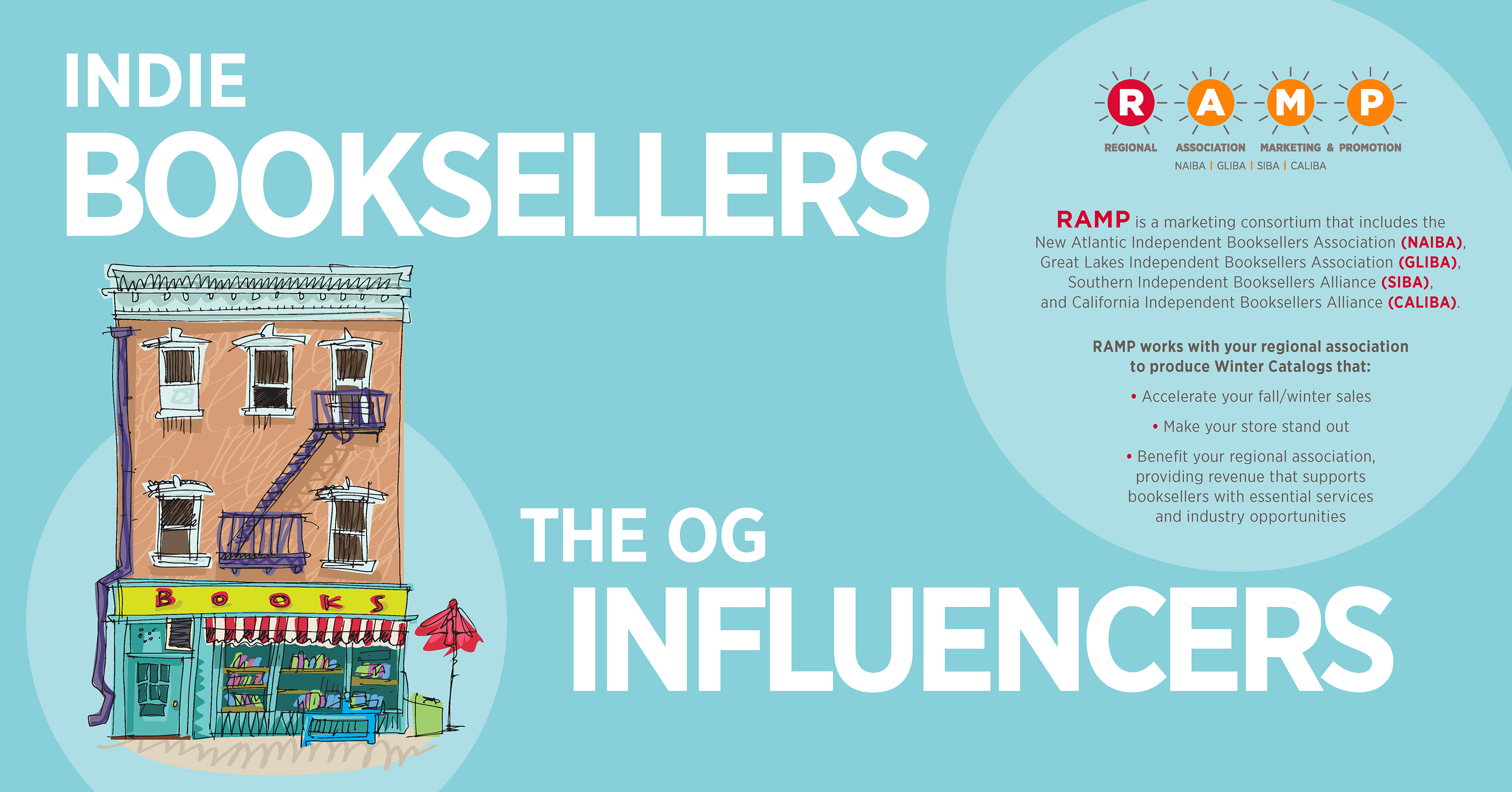 Indie Booksellers, the OG Influencers RAMP works with your regional association to produce winter catalogs that accellerate fall and winter sales, make your store stand out, benefit your regional association by providing revenue to support booksellers with essential services and industry opportunities