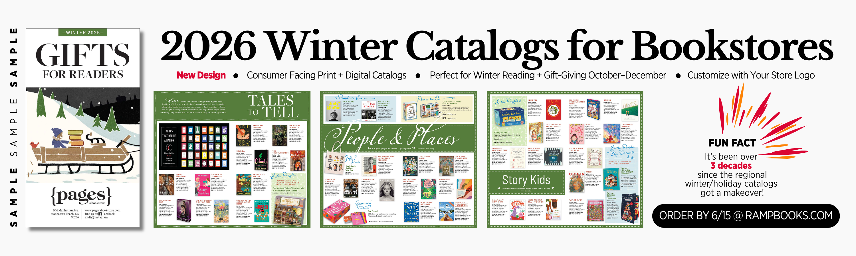 2026 Winter Catalogs for Bookstores. New Design. Consumer Facing Print and digital Catalogs. Perfect for Winter Reading and Gift Giving October-December. Customize with your store logo. Order by June 15 2026.