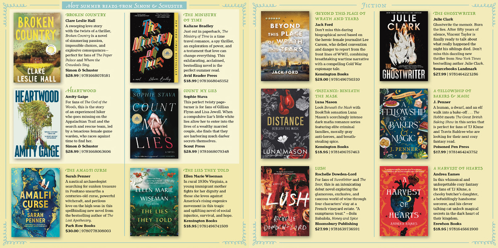 Graphic displaying the interior pages of the 2025 Summer Indie Reading guide that shows book covers and descriptive text.